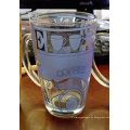 Taza de cristal caliente del vidrio del café del té de la venta con los vajilla de la etiqueta